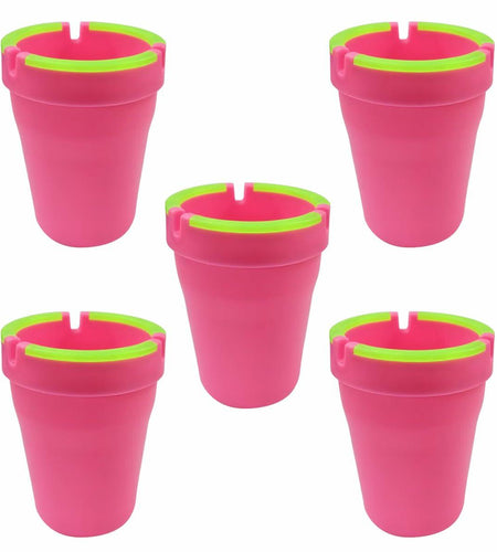 SKERJOVL 5PCS Car Glow in Dark Ashtray with Lid Portable Black