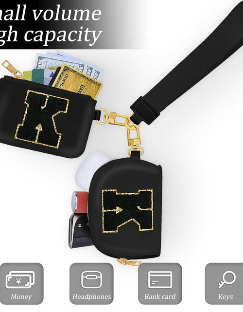 Load image into Gallery viewer, ARIKJ Initial Wristlet Wallet Dual Pouch Mini Coin Purse Black B
