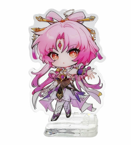 YJacuing Honkai Star Rail Chibi Cute Acrylic Stand Figure Keychain Pink Fu Xuan