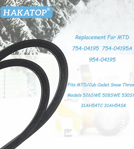 HAKATOP Snow Thrower Auger Belt for MTD 1/2" x 37" Black Rubber