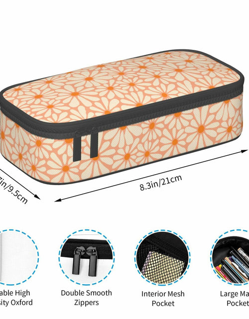 Load image into Gallery viewer, VOL&amp;BASS Orange Flower Large Pencil Case Big Capacity Back To School
