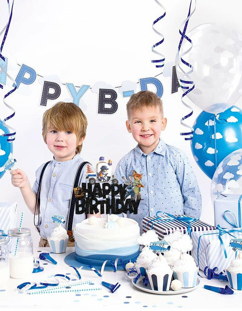 Load image into Gallery viewer, huizebaozhuang Zoo Birthday Party Cake Topper Double-Sided Black Cardboard
