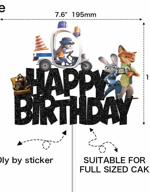 Load image into Gallery viewer, huizebaozhuang Zoo Birthday Party Cake Topper Double-Sided Black Cardboard
