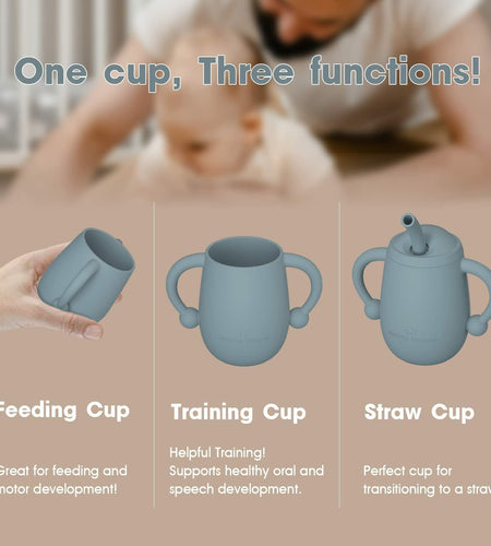 [Like New] Cuddle Campus Silicone Baby Training Cup 4 Oz Boothbay Gray