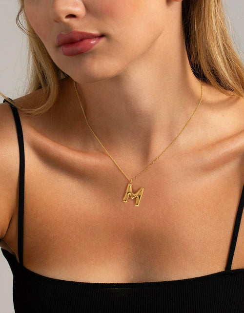 Load image into Gallery viewer, JNZSSWHJJH 18K Gold Filled Bubble Letter E Necklace Stainless Steel Box Chain
