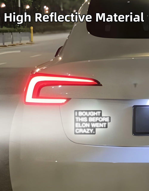 Load image into Gallery viewer, Tesla Bumper Sticker Anti Elon Musk 2 Pack 4x2.7in Black Reflective Vinyl
