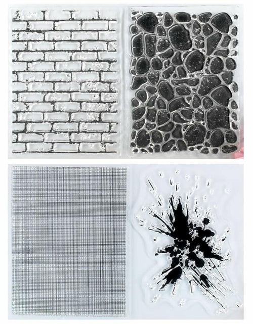 Load image into Gallery viewer, Kwan Crafts Clear Stamps Wall Stone Grid Watermark Ink 2 Sheets Silicone
