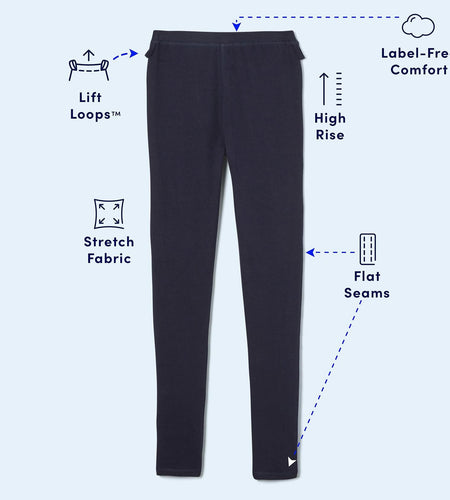 French Toast Girls Adaptive Skinny Pant Leggings Pull-Up Lift Loops Navy Size S