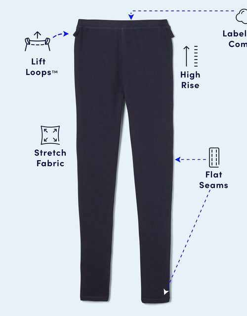 Load image into Gallery viewer, French Toast Girls Adaptive Skinny Pant Leggings Pull-Up Lift Loops Navy Size S
