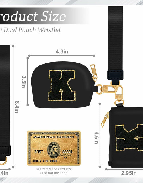 Load image into Gallery viewer, ARIKJ Initial Wristlet Wallet Dual Pouch Mini Coin Purse Black B
