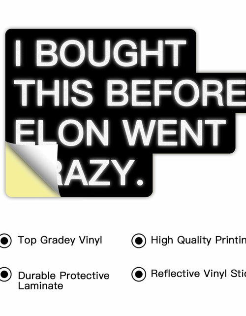 Load image into Gallery viewer, Tesla Bumper Sticker Anti Elon Musk 2 Pack 4x2.7in Black Reflective Vinyl
