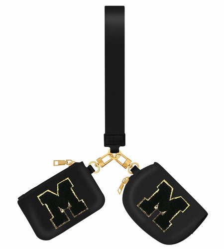 ARIKJ Initial Wristlet Wallet Dual Pouch Mini Coin Purse Black B