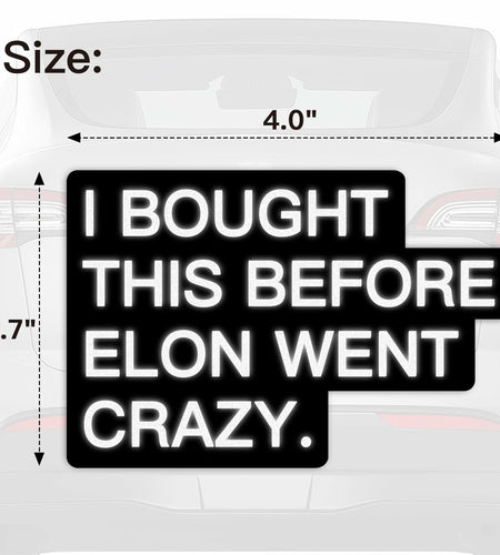 Tesla Bumper Sticker Anti Elon Musk 2 Pack 4x2.7in Black Reflective Vinyl
