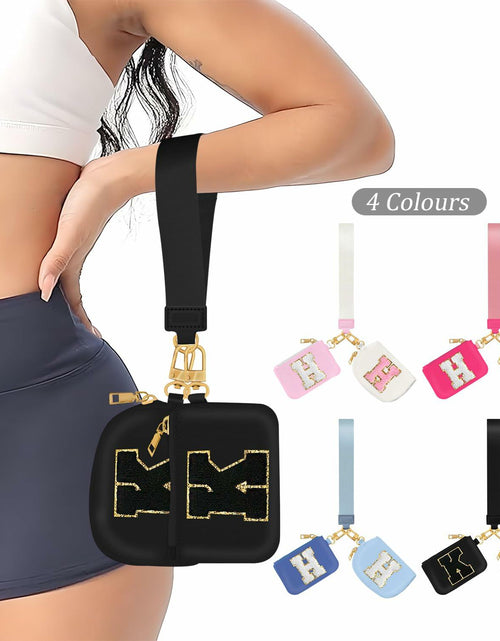 Load image into Gallery viewer, ARIKJ Initial Wristlet Wallet Dual Pouch Mini Coin Purse Black B
