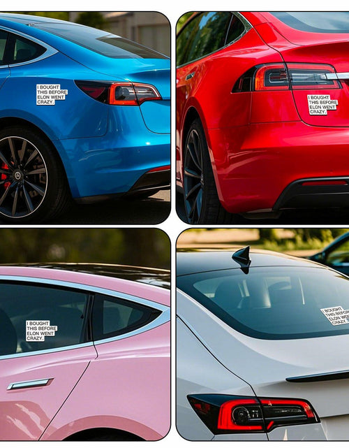 Load image into Gallery viewer, Tesla Anti Elon Musk Bumper Sticker 2 Pack 4x2.7in White Reflective Vinyl
