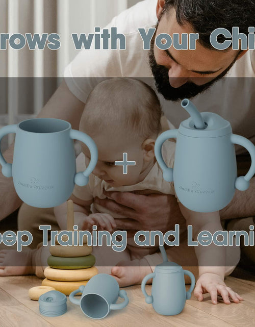 Load image into Gallery viewer, [Like New] Cuddle Campus Silicone Baby Training Cup 4 Oz Boothbay Gray
