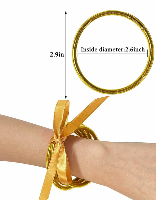 Load image into Gallery viewer, HIIXHC Gold Glitter Jelly Bangle Bracelets Set Silicone Friendship 6.5 Inch
