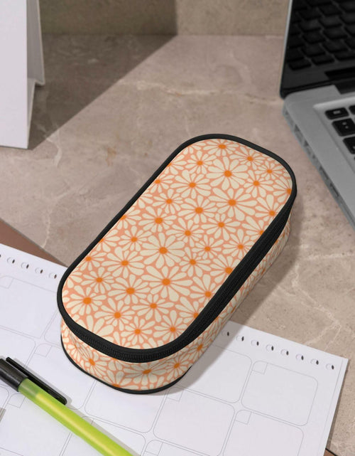 Load image into Gallery viewer, VOL&amp;BASS Orange Flower Large Pencil Case Big Capacity Back To School
