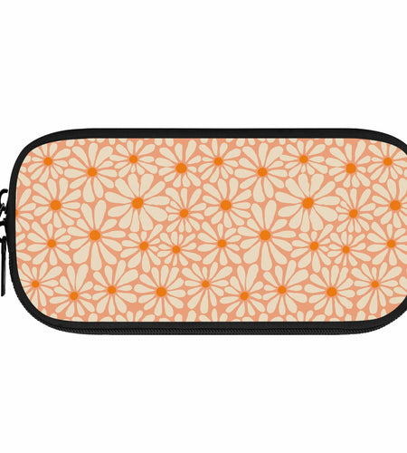 VOL&BASS Orange Flower Large Pencil Case Big Capacity Back To School