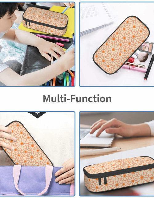 Load image into Gallery viewer, VOL&amp;BASS Orange Flower Large Pencil Case Big Capacity Back To School
