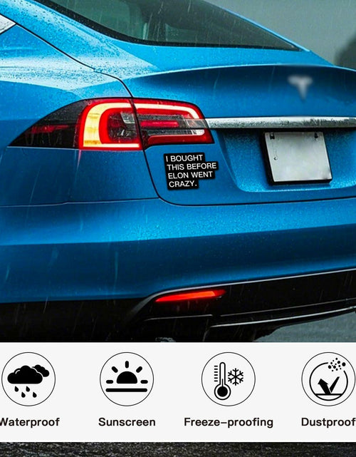 Load image into Gallery viewer, Tesla Bumper Sticker Anti Elon Musk 2 Pack 4x2.7in Black Reflective Vinyl
