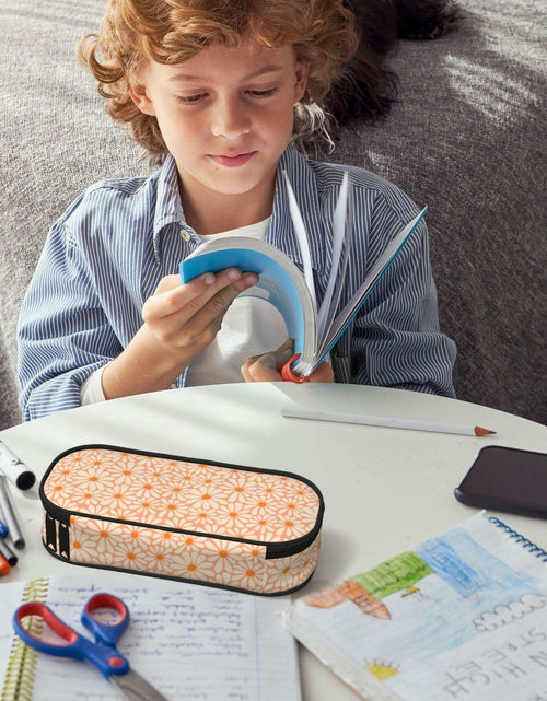 Load image into Gallery viewer, VOL&amp;BASS Orange Flower Large Pencil Case Big Capacity Back To School
