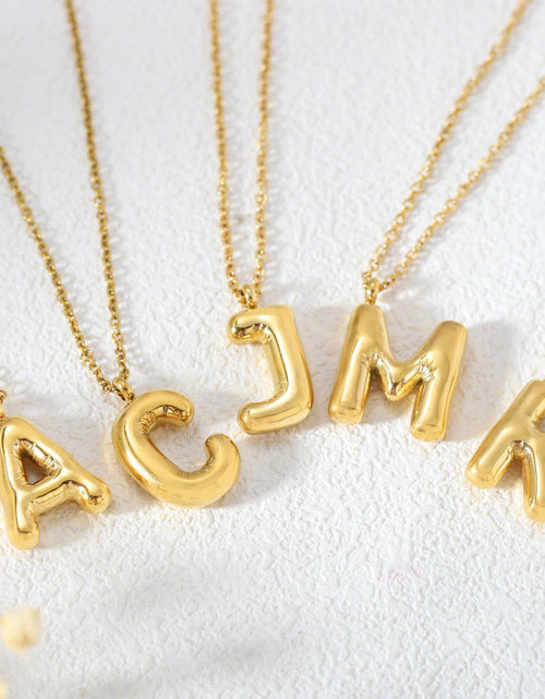 Load image into Gallery viewer, JNZSSWHJJH 18K Gold Filled Bubble Letter E Necklace Stainless Steel Box Chain
