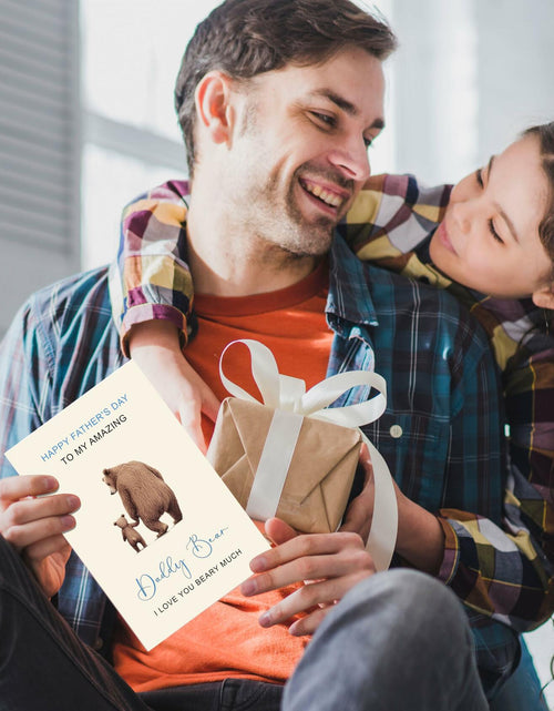 Load image into Gallery viewer, IDU Funny Fathers Day Card for Dad from Kids - Daddy Bear I Love You BEARY Much
