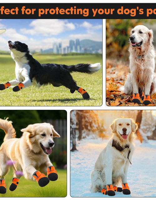 Load image into Gallery viewer, DOGOYS Dog Shoes Non-Slip Waterproof Boots Orange 4Pcs Size M-L
