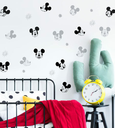 SAYBZ Cartoon Mouse Head Wall Decals Peel Stick Kids Room Decor Black White