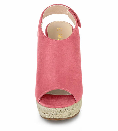 Allegra K Women's Espadrille Platform Wedges Sandals Watermelon Red Size 5.5