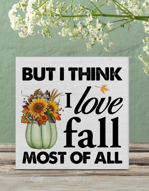 Load image into Gallery viewer, Heijie Fall Wood Box Sign Art Farmhouse Autumn Pumpkin Decor 5x5 Inches
