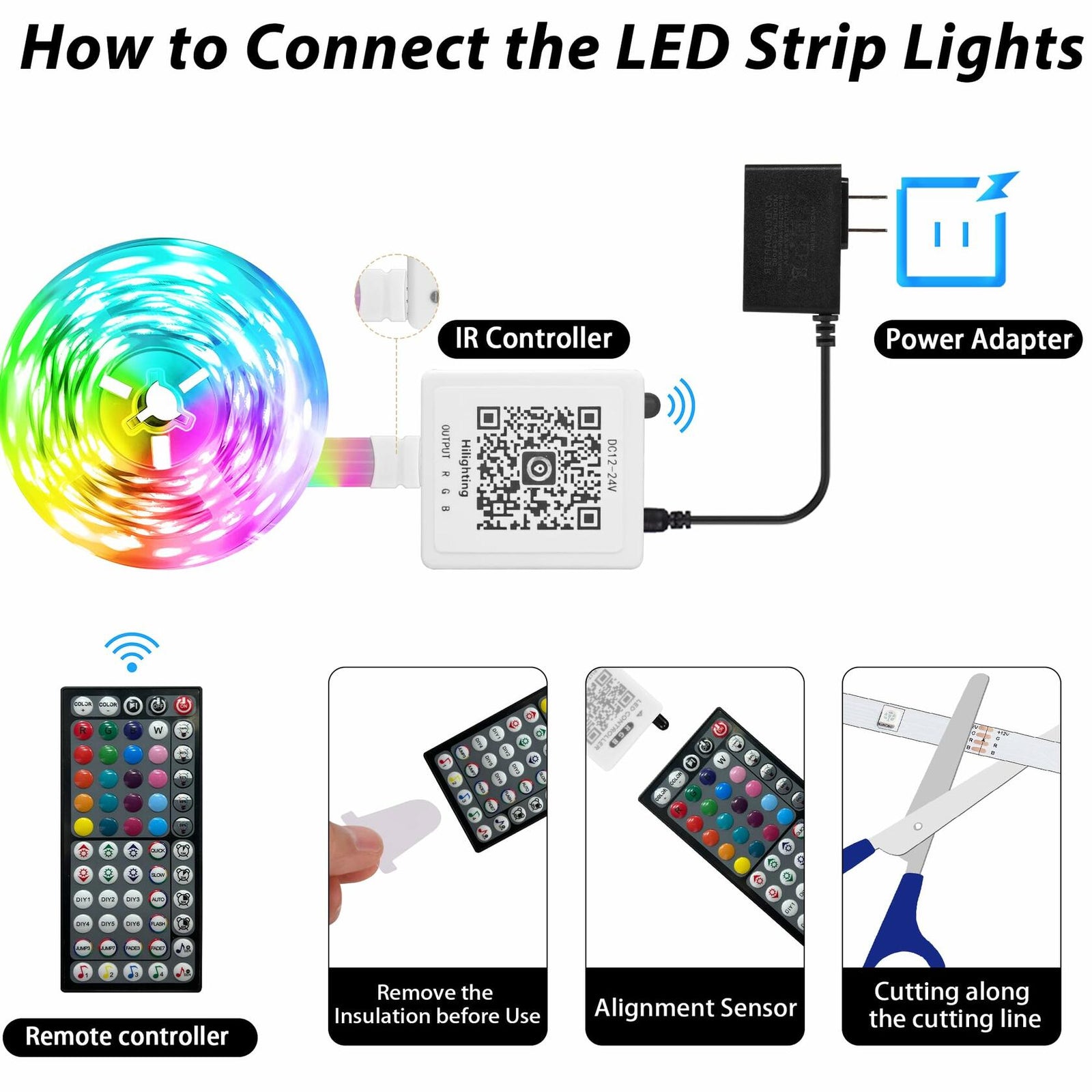 GANZQH 15.6FT RGB Strip Lights USB Powered Smart App Remote Control