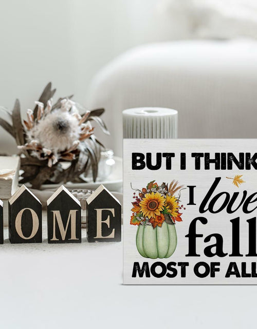 Load image into Gallery viewer, Heijie Fall Wood Box Sign Art Farmhouse Autumn Pumpkin Decor 5x5 Inches
