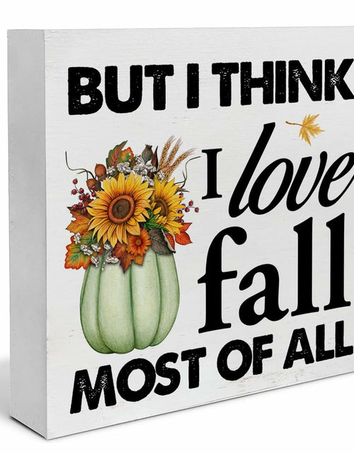 Load image into Gallery viewer, Heijie Fall Wood Box Sign Art Farmhouse Autumn Pumpkin Decor 5x5 Inches
