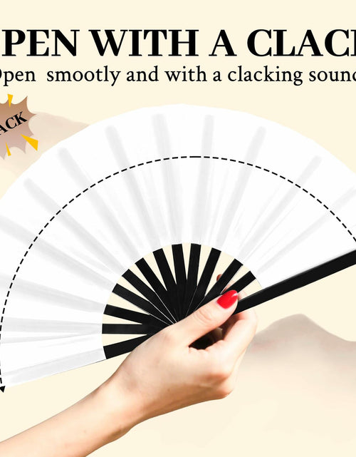 Load image into Gallery viewer, Joyclub 13" Bamboo Folding Hand Fan Large Clack Fan White for Kungfu
