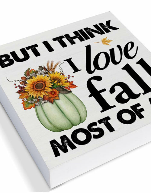 Load image into Gallery viewer, Heijie Fall Wood Box Sign Art Farmhouse Autumn Pumpkin Decor 5x5 Inches
