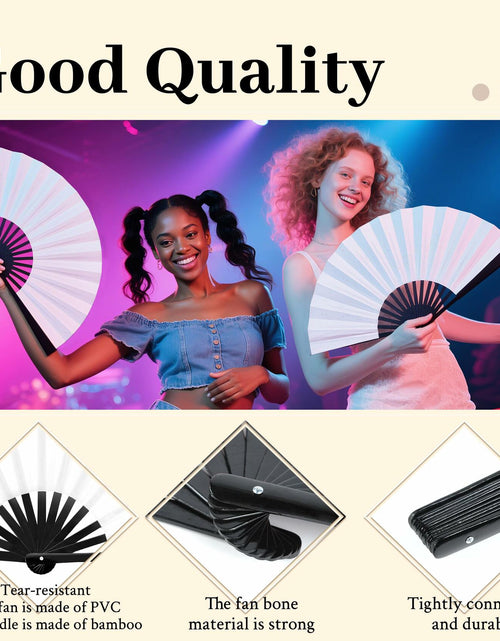 Load image into Gallery viewer, Joyclub 13" Bamboo Folding Hand Fan Large Clack Fan White for Kungfu
