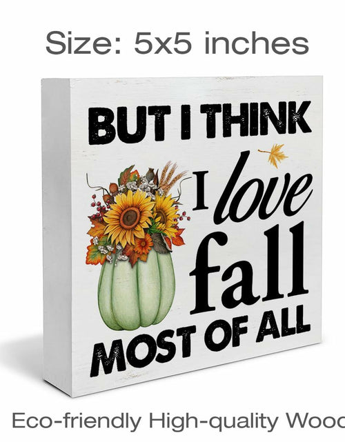 Load image into Gallery viewer, Heijie Fall Wood Box Sign Art Farmhouse Autumn Pumpkin Decor 5x5 Inches
