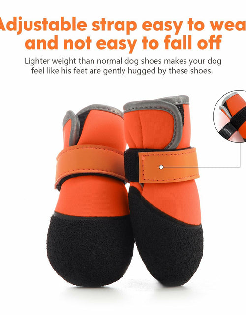 Load image into Gallery viewer, DOGOYS Dog Shoes Non-Slip Waterproof Boots Orange 4Pcs Size M-L
