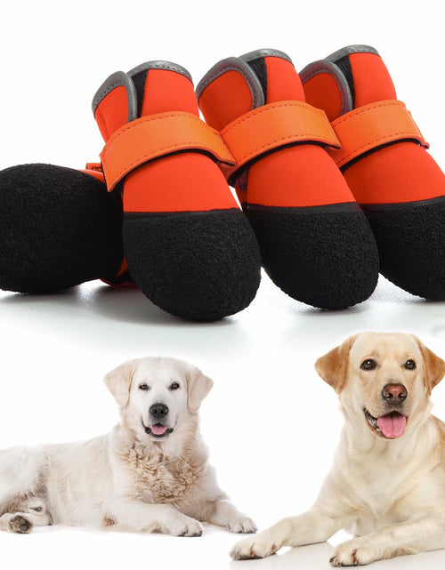 Load image into Gallery viewer, DOGOYS Dog Shoes Non-Slip Waterproof Boots Orange 4Pcs Size M-L
