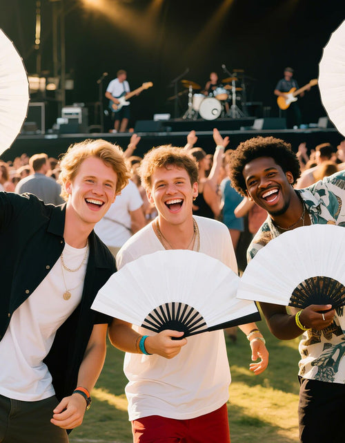Load image into Gallery viewer, Joyclub 13" Bamboo Folding Hand Fan Large Clack Fan White for Kungfu
