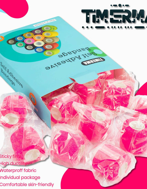 Load image into Gallery viewer, [Like New] timerma 20 Rolls Self Adhesive Bandage Wrap Elastic Breathable Pink

