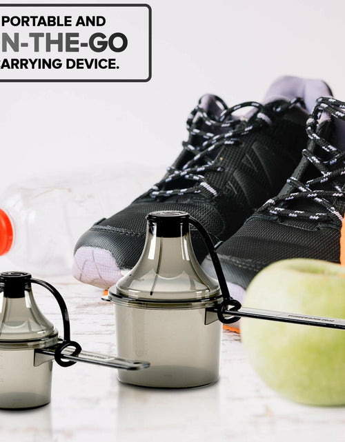 Load image into Gallery viewer, The Scoopie Supplement Container &amp; Funnel System 2 Pack Orange 25cc 80cc
