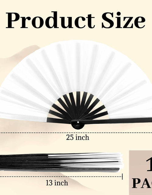 Load image into Gallery viewer, Joyclub 13" Bamboo Folding Hand Fan Large Clack Fan White for Kungfu
