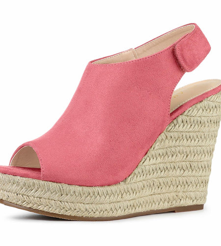 Allegra K Women's Espadrille Platform Wedges Sandals Watermelon Red Size 5.5