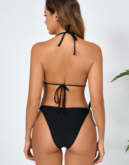 Load image into Gallery viewer, JOYBIK Women’s Ruffled Halter Bikini Set Brown Leopard Print Size S
