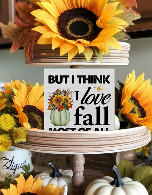 Load image into Gallery viewer, Heijie Fall Wood Box Sign Art Farmhouse Autumn Pumpkin Decor 5x5 Inches

