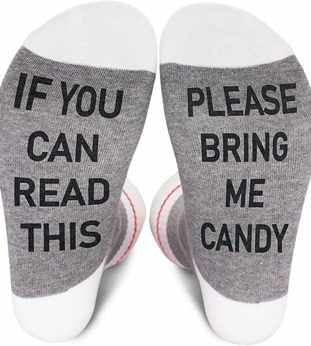 KGHYT Funny Socks If You Can Read This Bring Me Cake Red White Striped 2 Pairs