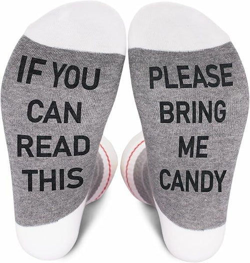 Load image into Gallery viewer, KGHYT Funny Socks If You Can Read This Bring Me Cake Red White Striped 2 Pairs
